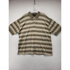 GREG NORMAN MEN'S SHIRT LARGE L BROWN PRINT SHARK POLO GOLF GOLFING GOLFER LOGO